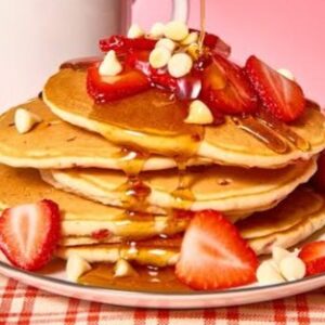 White Chocolate Strawberry Protein Pancakes